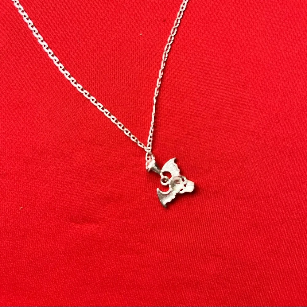 Silver‎ Winged Skull Pendant and chain Necklace